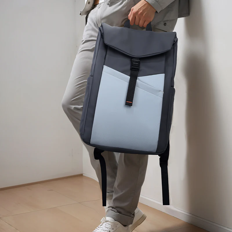 Urbanity: Elegant Gray Backpack with Spacious Compartments Durable Design - Image 3