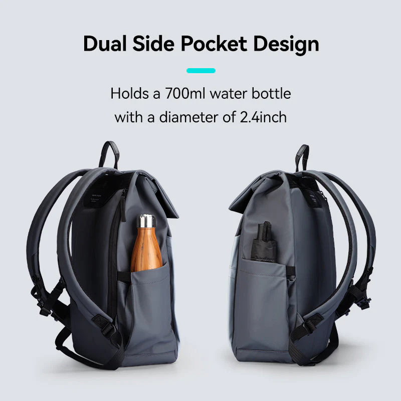 Urbanity: Elegant Gray Backpack with Spacious Compartments Durable Design - Image 7