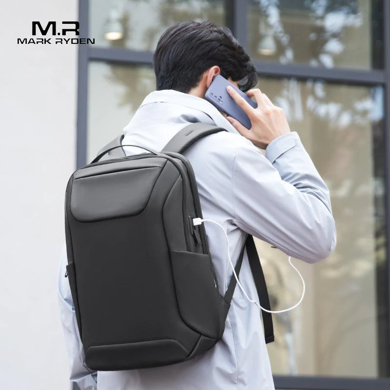 Eminence: Stylish Leather Waterproof Multiple Compartments Backpack with USB Port - Image 4