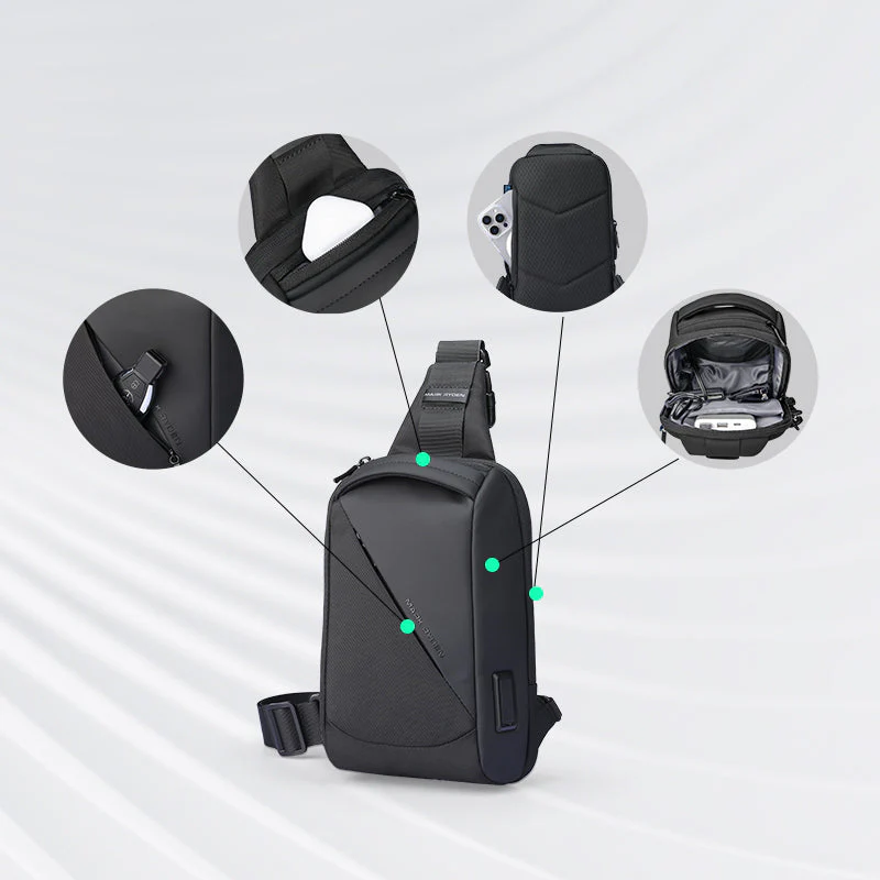 ChargeSling: RFID-Safe Chest Bag with USB Charging Port For Commute - Image 7