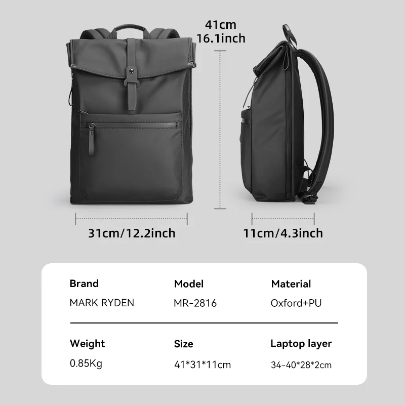 Trendy: Leather Casual Multilayer Storage Backpack - Image 12