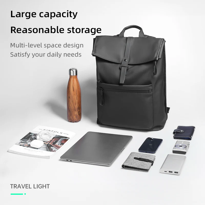 Trendy: Leather Casual Multilayer Storage Backpack - Image 6